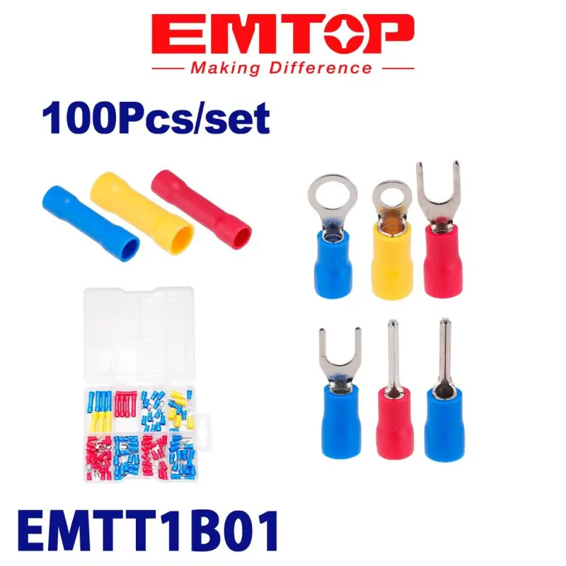 Emtop EMTT1B01 | Набор штекеров 100 шт. для электромонтажа оптом