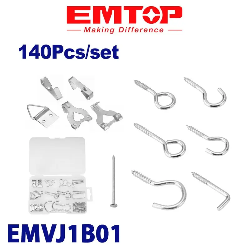 Emtop EMVJ1B01 | Mini Hooks Assortment Set 140 pcs