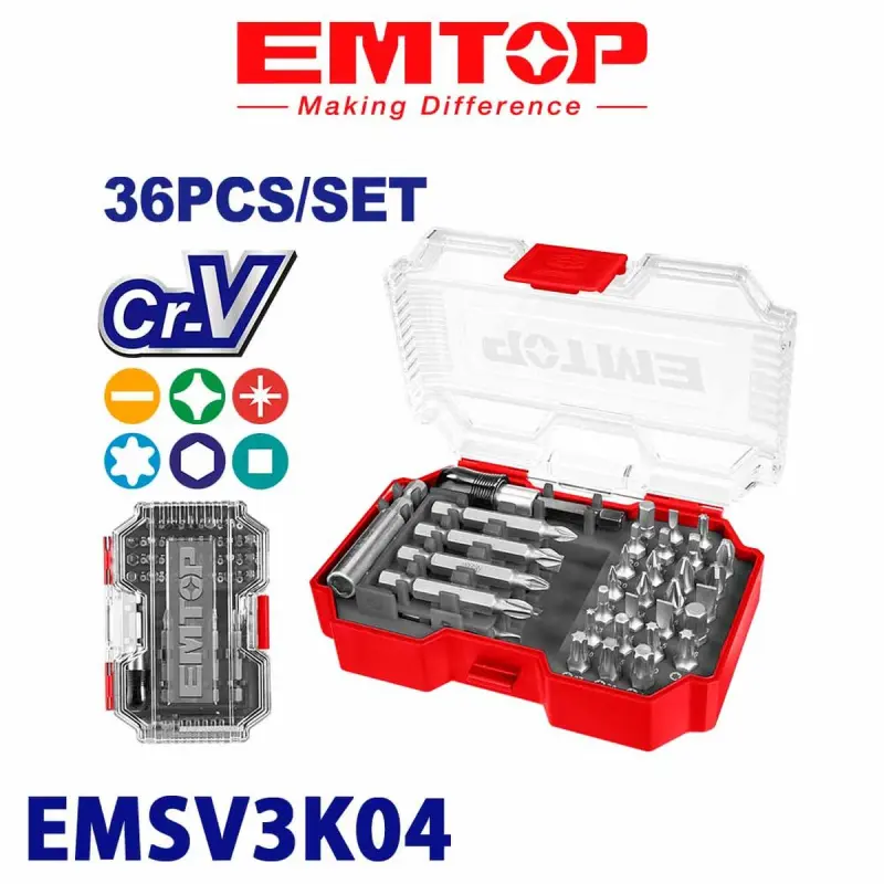 Emtop EMSV3K04 | Набор головок 36 шт закаленная сталь