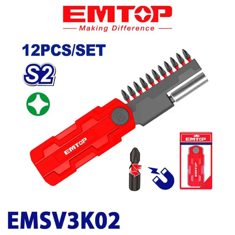 Emtop EMSV3K02 | Impact Bit Set PH2 25mm 12pcs