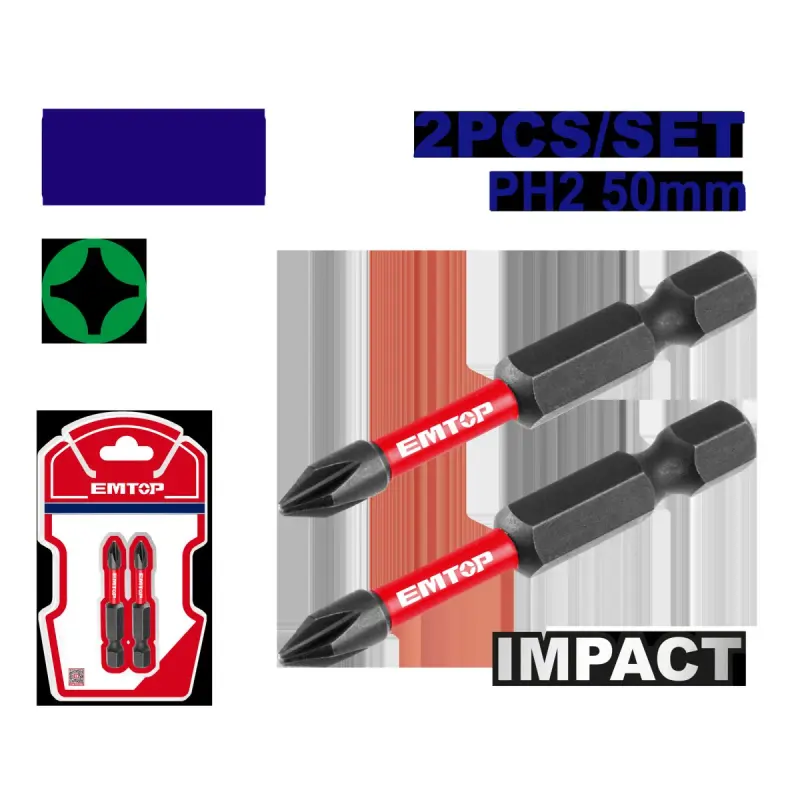 Emtop ESBTM5PH250 | Набор ударных бит PH2 50мм 2шт