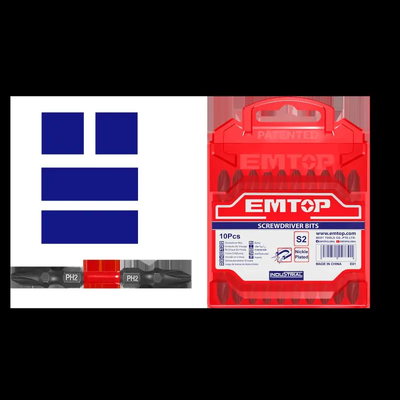 Emtop ESBTMPH233 | Набор ударных бит PH2 двухсторонний 65мм 10 шт
