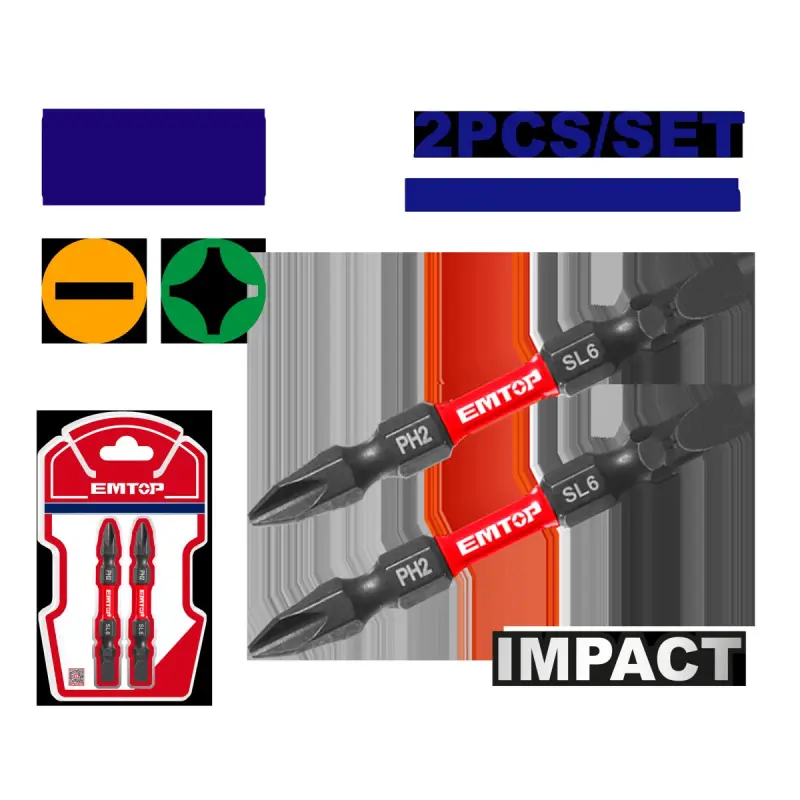 Emtop ESBTM7HL665 | Impact Bit Set PH2+SL6 65mm 2pcs