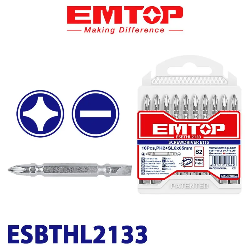 Emtop ESBTHL2133 | Набор бит PH2+SL6.0 65мм 10 шт