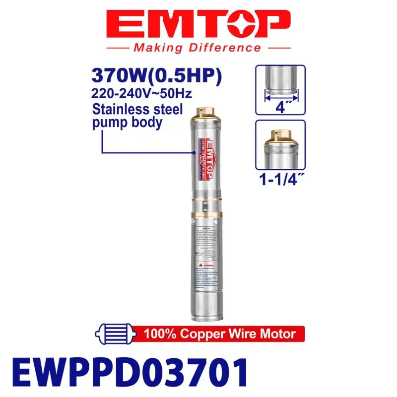 Emtop EWPPD03701 | Deep Well Pump 48M 6.0 m³/h