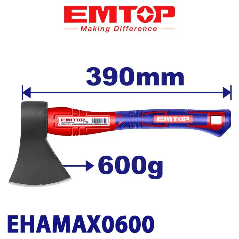 Emtop EHAMAX0600 | Топор 600г закалённая сталь