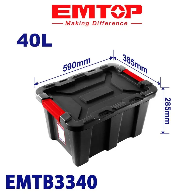 Emtop EMTB3340 | Plastic Storage Box 40L Durable