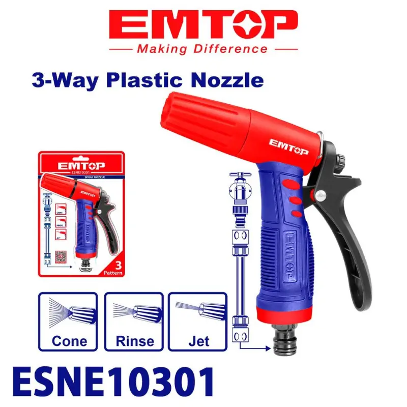Emtop ESNE10301 | 3-li Plastik Şlang Tapy 1/2 Dýuým