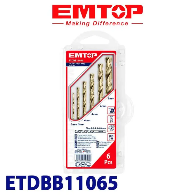 Emtop ETDBB11065 | Набор сверл 6 шт. высокая точность