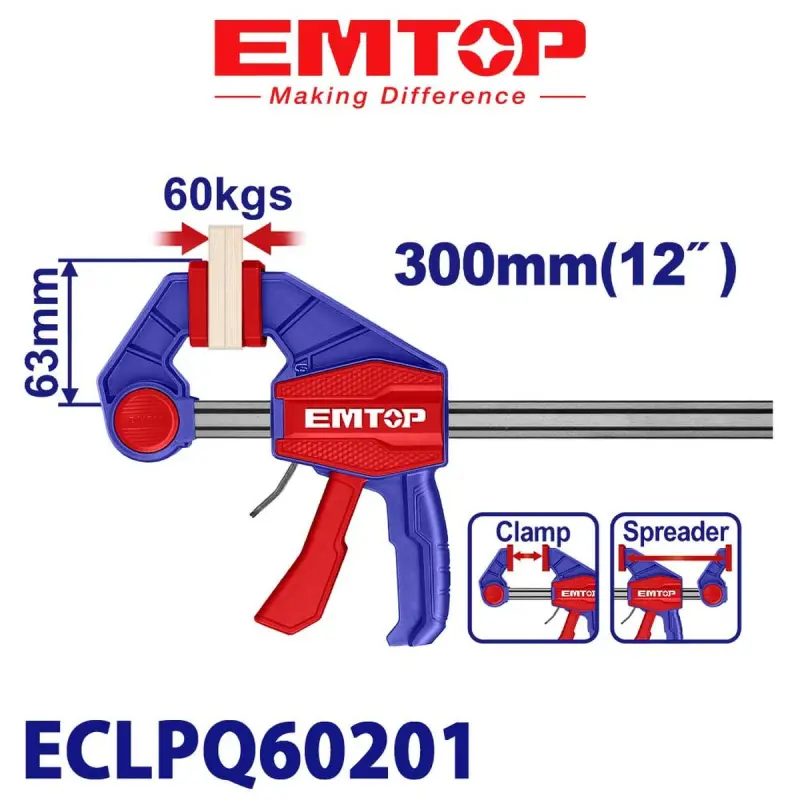 Emtop ECLPQ60201 | Pistolet görnüşli gysgyç 63x300mm polat