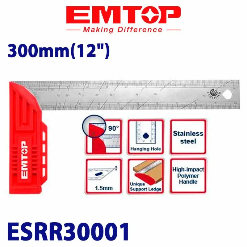 Emtop ESRR30001 | Угольник 300x40мм Стальной Точный