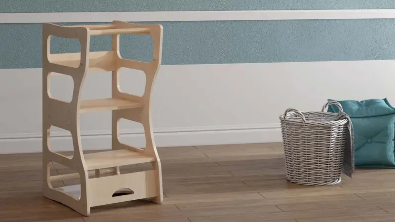 NATURAL 3200398616 | Learning Tower Chair Natural Wood