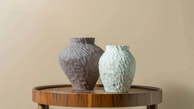 CASE 3200419467 | Keramiki vaza Krem Kiçi Glazur Örtükli