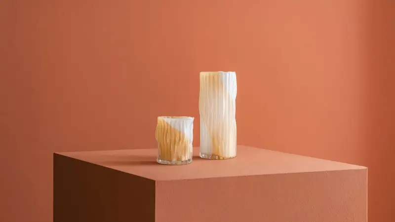 CASTELLO 3200421134 | Glass Vase Orange White Small