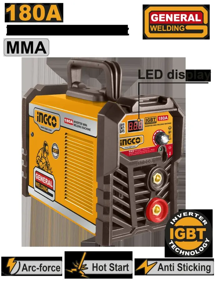 Ingco MMA 180A inwertor kebşirleýji enjam – ING-MMA18028 modeli