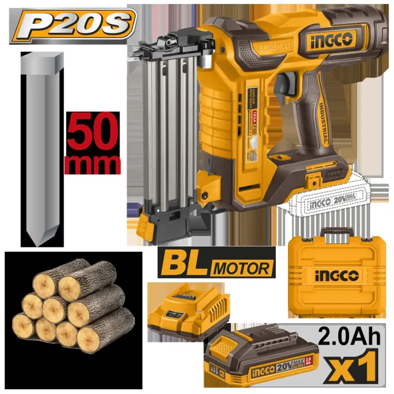 Ingco CBNLI5008 akkumulýatorly çüýji pistolet Li-Ion 20V 50mm 2,0Ah