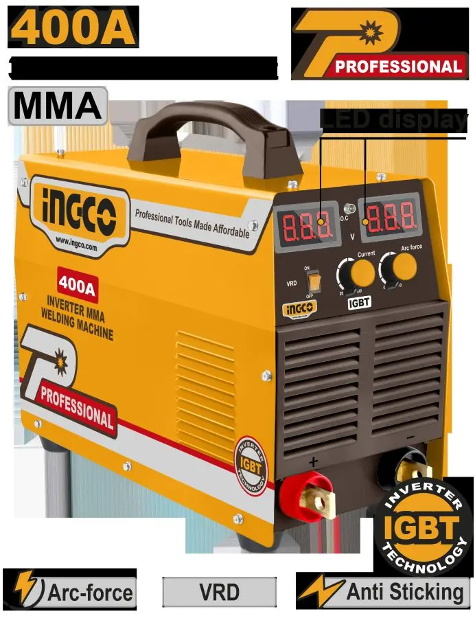 Ingco MMA40010 invertor kebşirleýji enjam 380V 400A 60% iş sikli