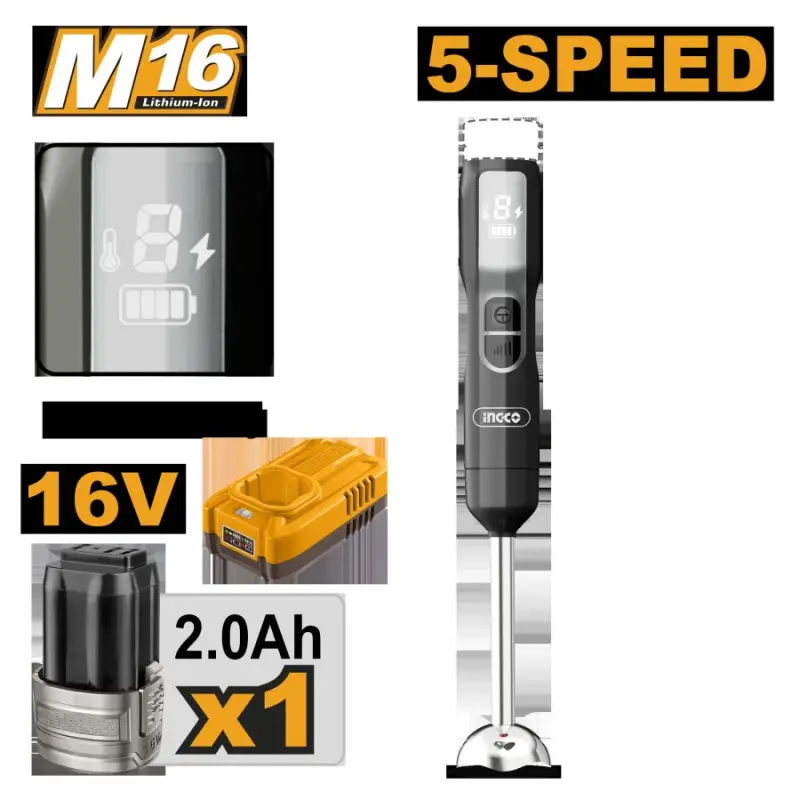 Ingco CHB048K 16V simsiz el blenderi 100W, 1 akkumulýator,