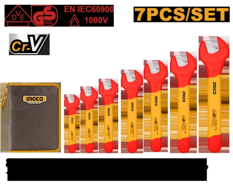 Ingco 7 sany 1000V izolirlenen açar toplumy 8-19mm HKISPA0701