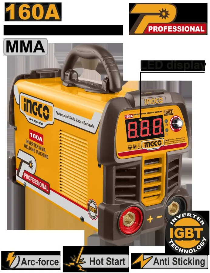 Ingco MMA 160A inwertor kebşiriji ING-MMA16069, 60% iş sikli, 72V
