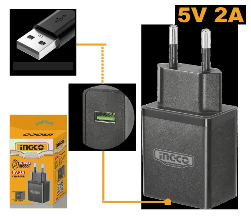 Ingco 5V 2A USB Type-A zarýad enjamy FCLI120502
