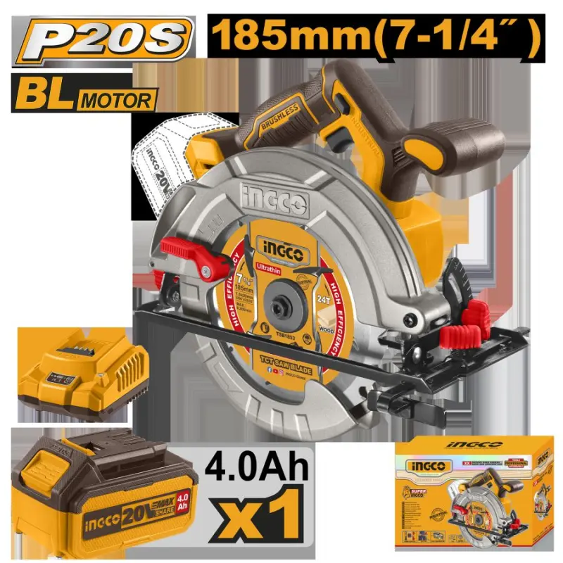 Ingco CSLI18511 20V akkumulýatorly aýlaw pyçagy 185mm 4,0Ah, 1 akkumulýator