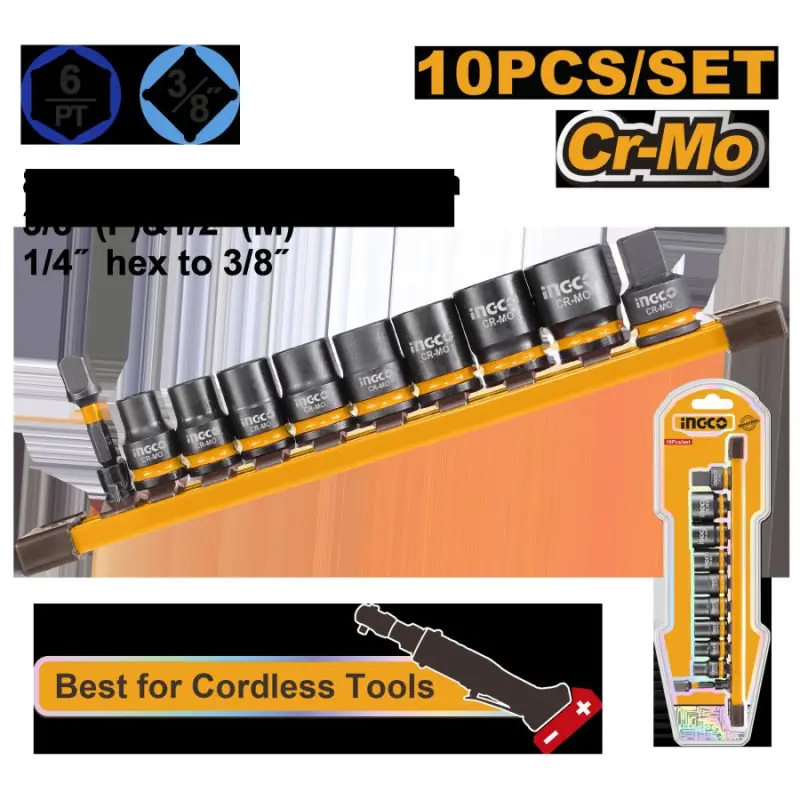 Ingco 3/8" 10 sany zarbaly buraw başlygy seti HKISSD38104