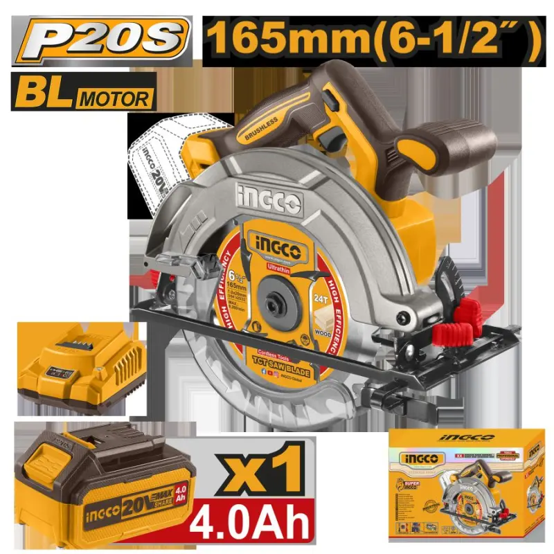Ingco CSLI16521 20V akkumulýatorly aýlaw pyçagy 165mm 4,0Ah akkumulýatorly