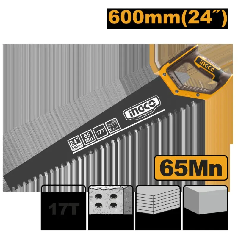 Ingco gazbeton üçin 600mm 24 dişli piçak, model HCBS016001