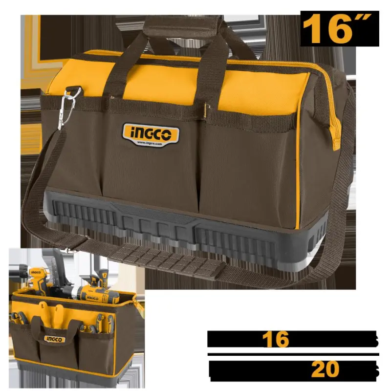 Ingco HTBG08, 16 bölmeli, 20 kg göterijilikli gurallar üçin sumka