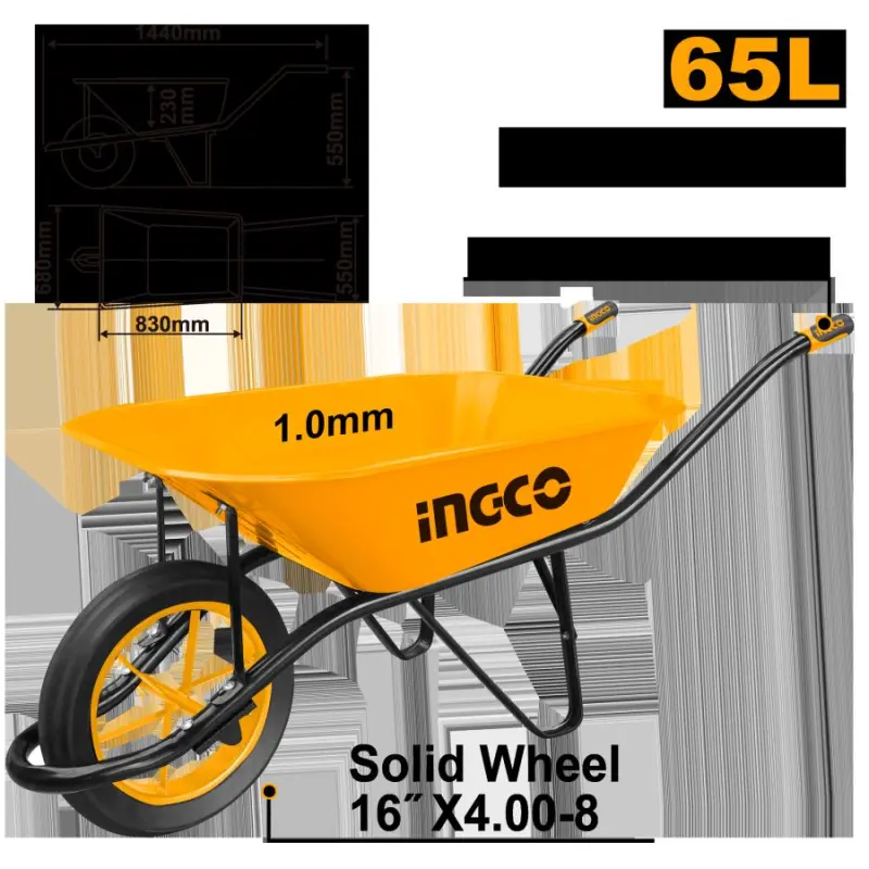 Ingco agyr ýükli tirkeg 130kg 1,0mm polat, model HHWB64010-1D