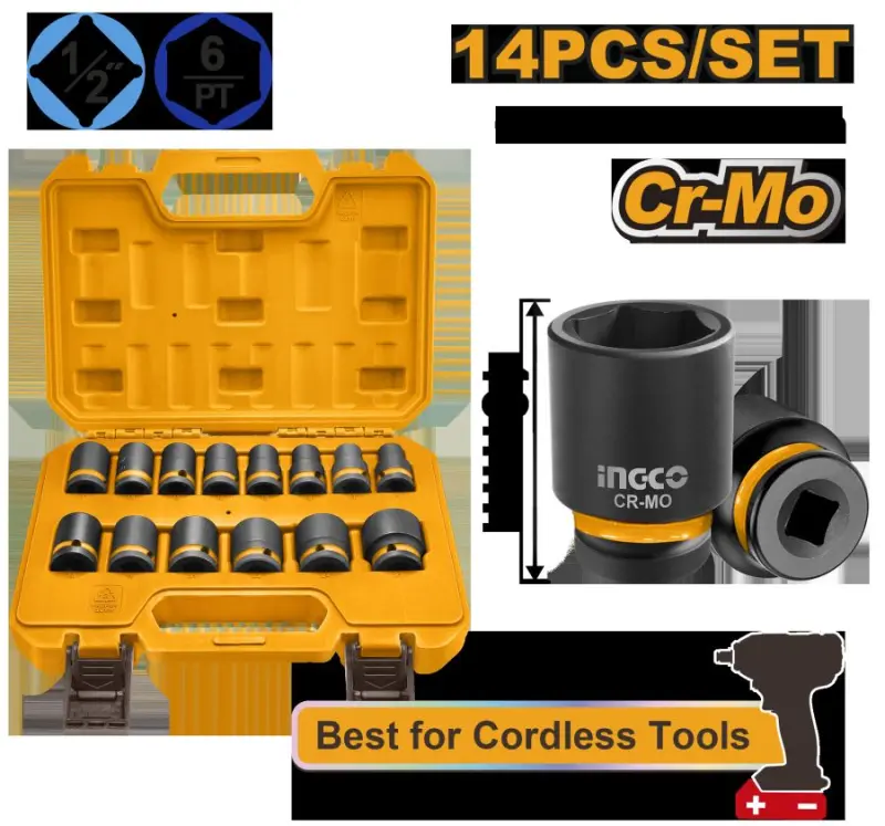 Ingco 1/2" Impact Socket Set 14pcs HKISSD12141