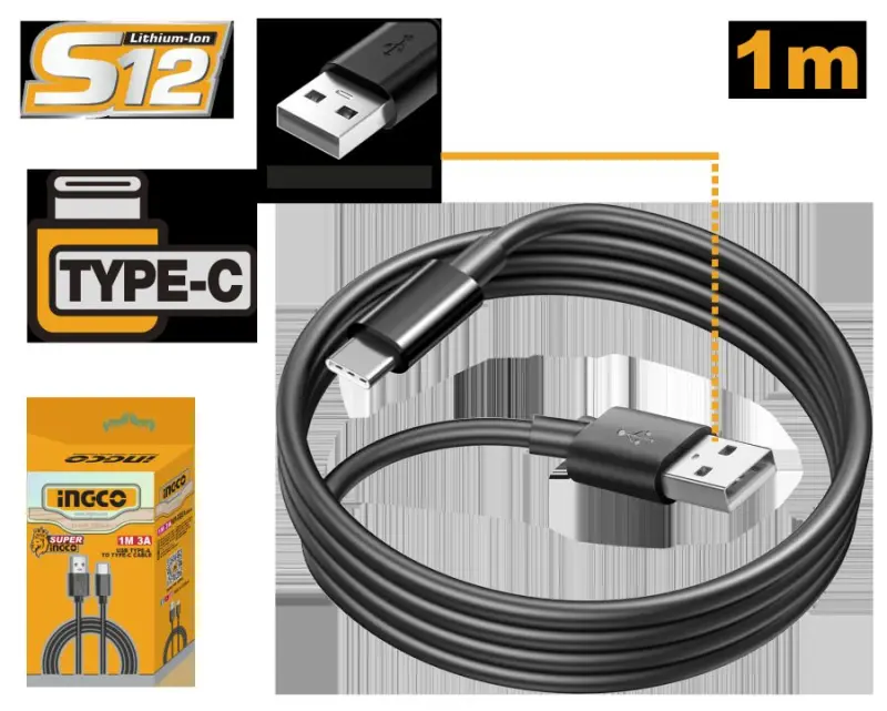 Ingco USB Type-A – Type-C kabeli 1m IUCC01 modeli