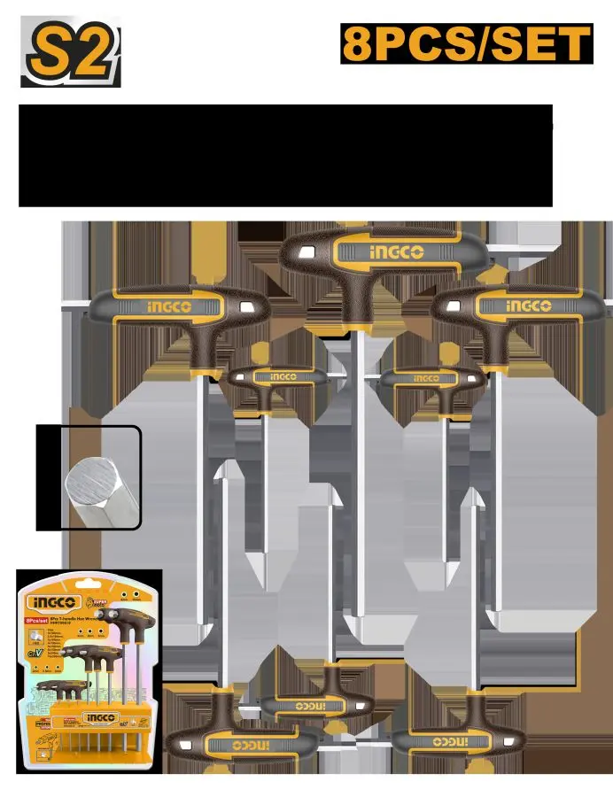 Ingco HHKT80818 Altiburç Açar Toplumy – 8 sany professional gural
