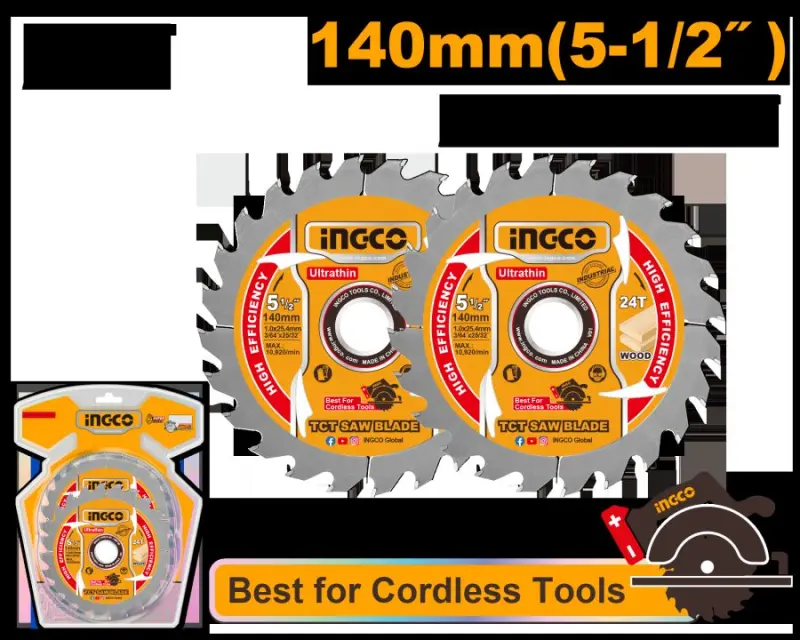 Ingco ultra-inçe TCT pyçaklar toplumy 140mm 24T 2 sany TSB1403