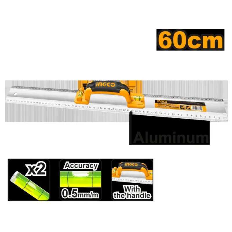 Линейка алюминиевая с ручкой Ingco 60см HAR01060