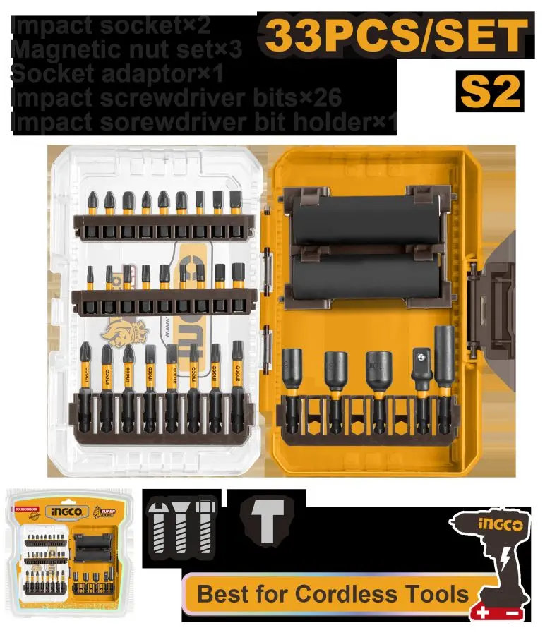 Набор ударных бит и головок Ingco 33 шт. PH, PZ, SL AKDL63306