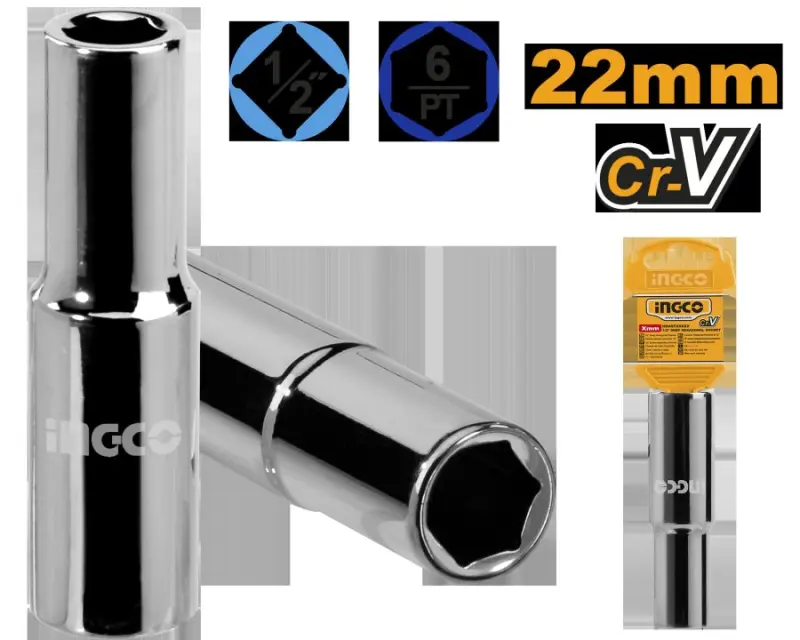 Ingco 1/2" 22мм шестигранная торцевая головка (модель HHAST12223L)