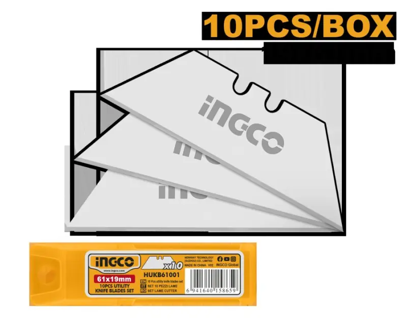 Профессиональный набор лезвий Ingco 61x19мм, 10шт (HUKB61001)