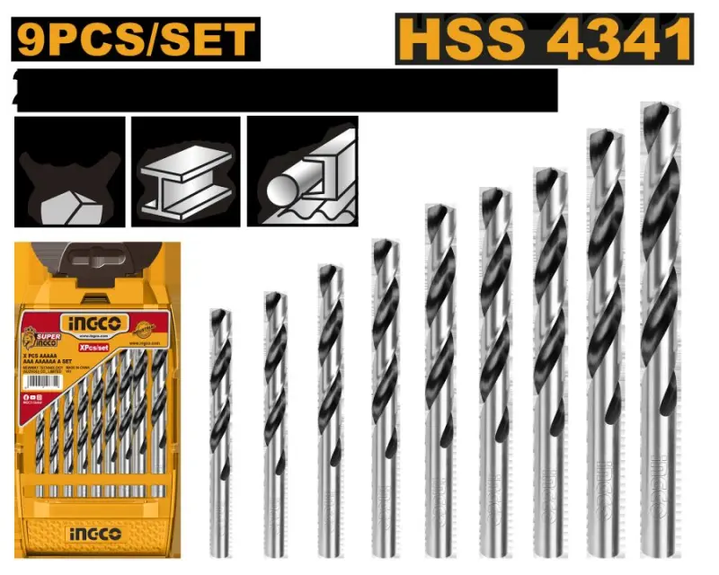 Набор сверл по металлу Ingco HSS 9 шт (AKD1095)