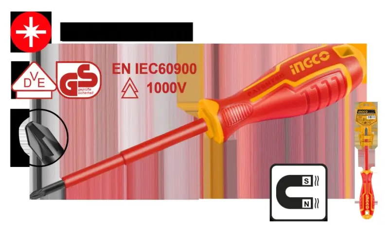 Изолированная отвертка INGCO 1*80мм HISD81PZ180
