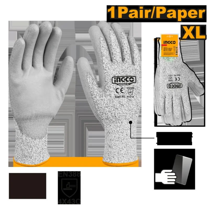 Ingco HGCG02-XL Перчатки устойч. к порезам XL
