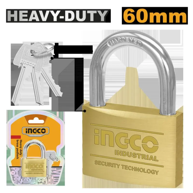 Сверхмощный латунный замок Ingco 60 мм DBPL0602
