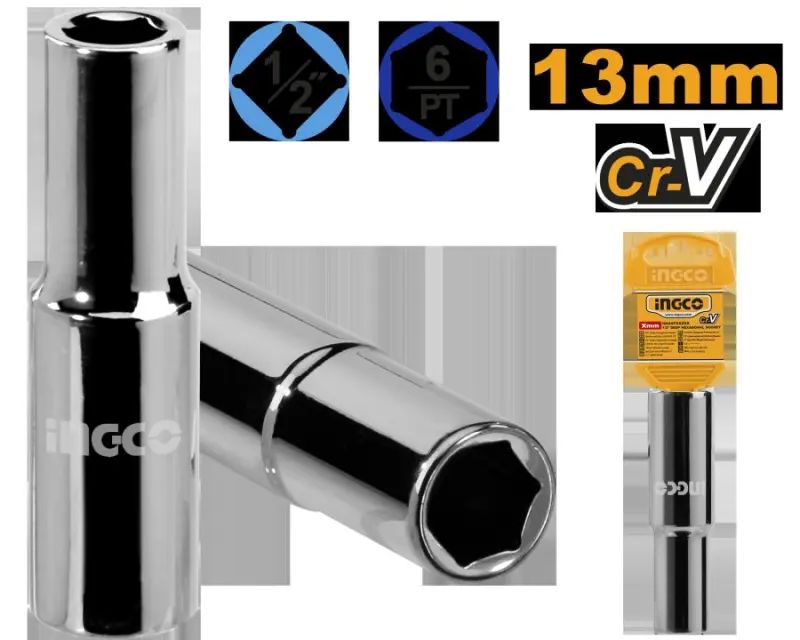 Головка торцевая шестигранная Ingco 1/2" 13мм (Модель: HHAST12133L)