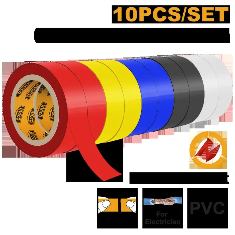 Изолента ПВХ Ingco HPET1013 10x20м, 0.13мм, упаковка 10 шт