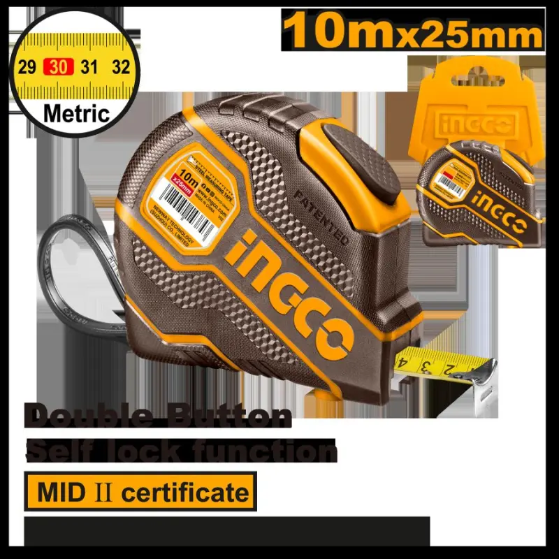 Рулетка Ingco II 10м x 25мм | Модель: HSMT08101E