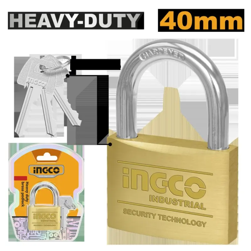 Ingco Heavy-Duty 40mm Brass Padlock DBPL0402