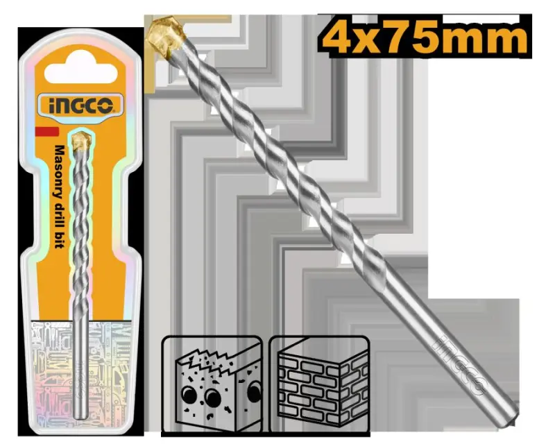 Ingco 4x75mm daş buraw burawlaýjy bit DBM2110475 daş, kerpiç, beton üçin