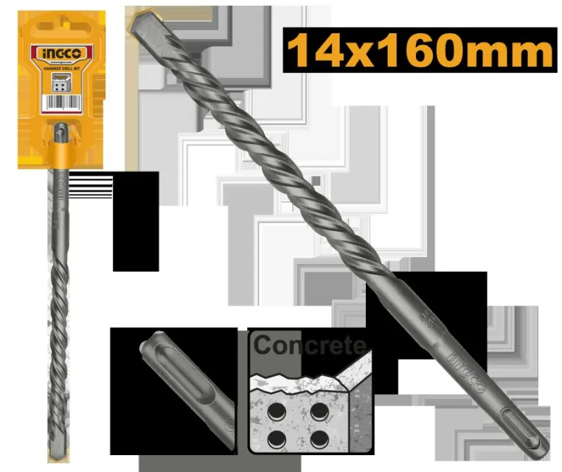 Ingco SDS Plus 14x160mm beton burawlaýjy DBH1211401 senagat üçin
