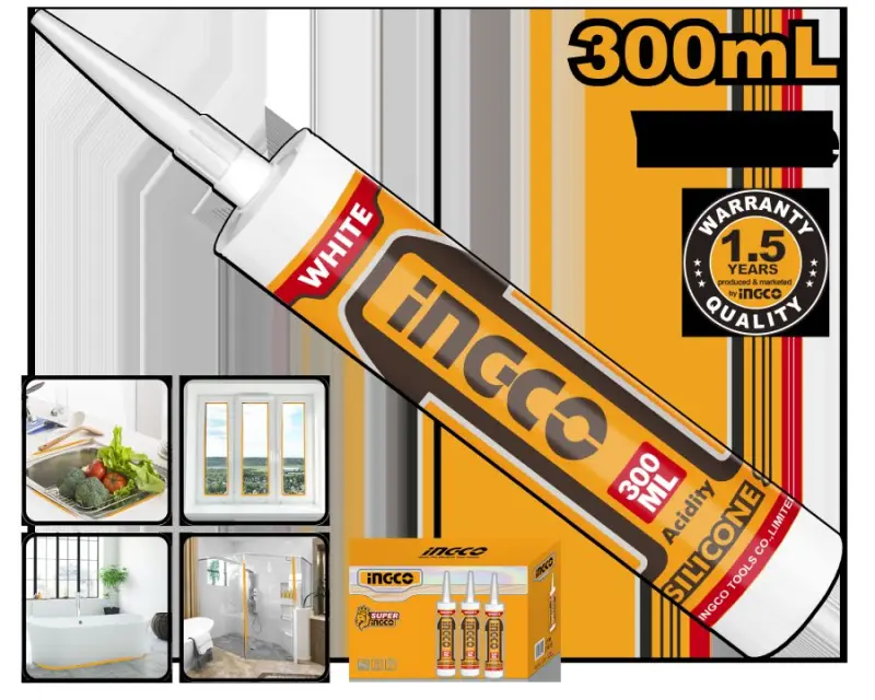 Профессиональный белый силикон INGCO 300 мл HASS01